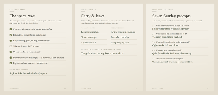 The Sunday Reset Ritual - Printable Reset Workbook