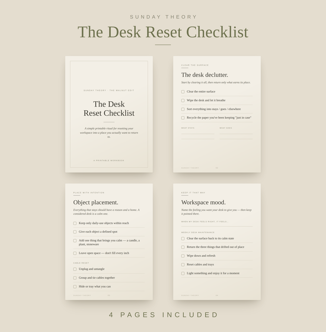The Desk Reset Checklist - Printable Workspace Reset