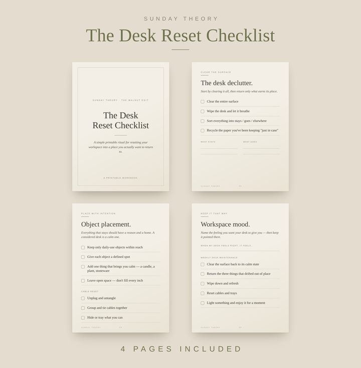 The Desk Reset Checklist - Printable Workspace Reset