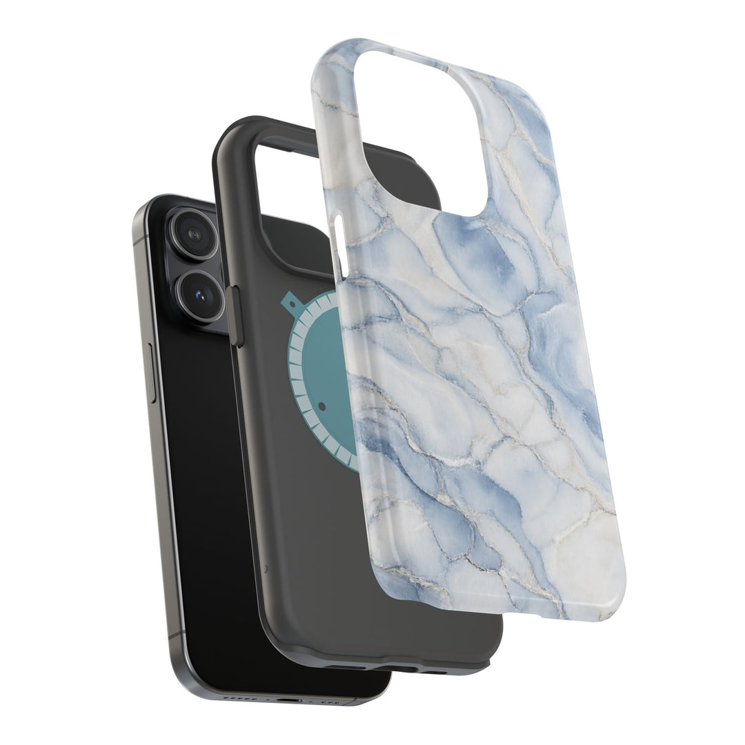Sunday Theory blue marble magnetic phone case with dual-layer impact-resistant design and MagSafe compatibility