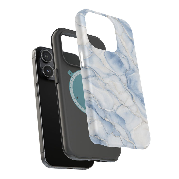 Sunday Theory blue marble magnetic phone case with dual-layer impact-resistant design and MagSafe compatibility