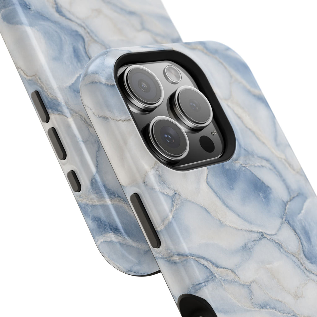 Sunday Theory blue marble magnetic phone case with dual-layer impact protection and MagSafe compatibility