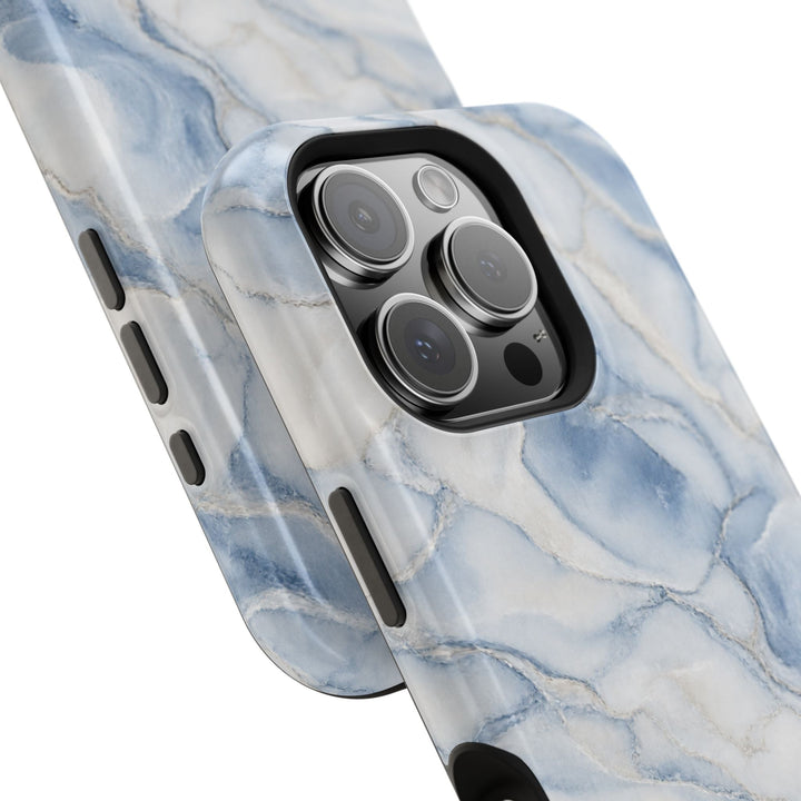 Sunday Theory blue marble magnetic phone case with dual-layer impact protection and MagSafe compatibility