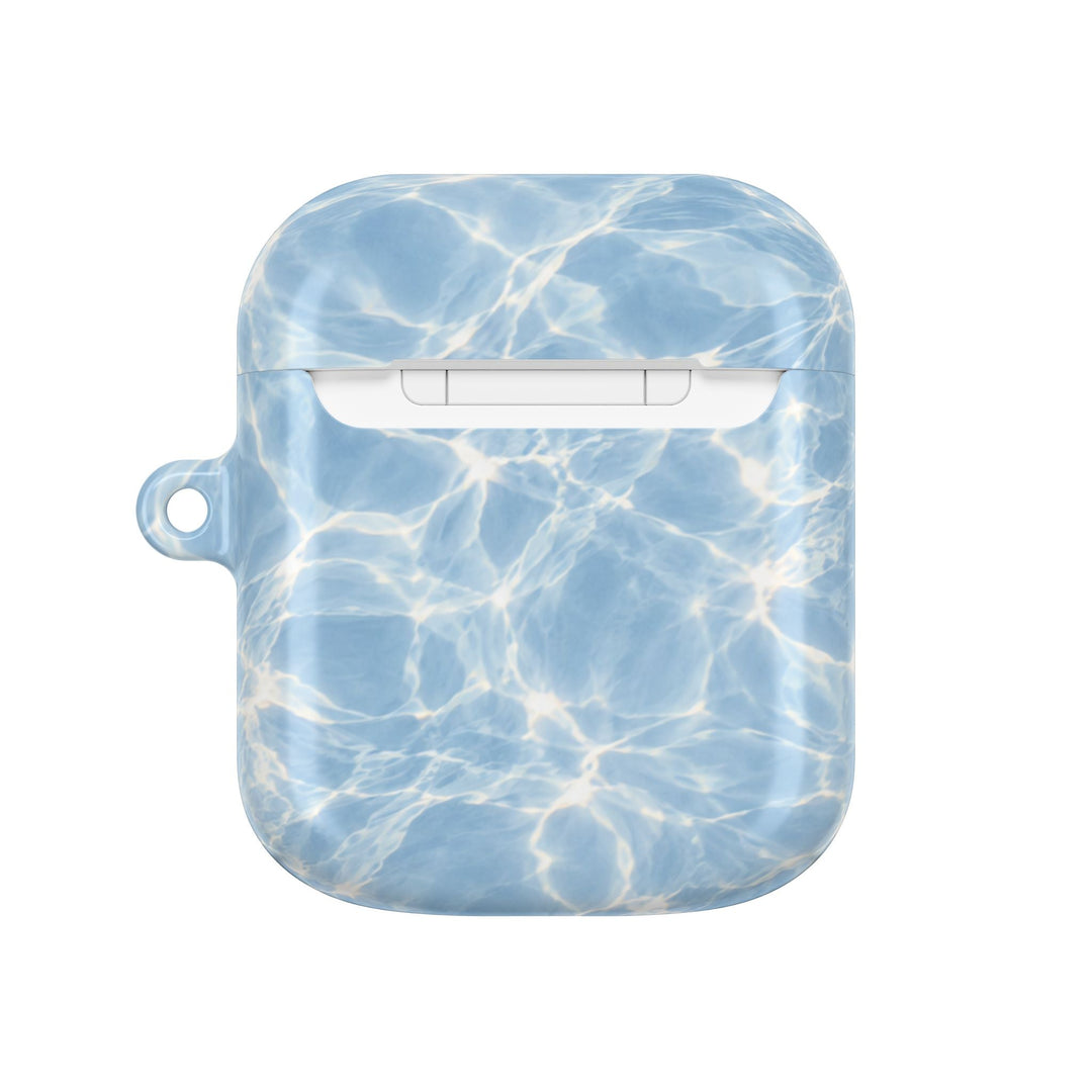 Sunday Theory glossy blue water ripple pattern polycarbonate protective case for AirPods with side attachment loop