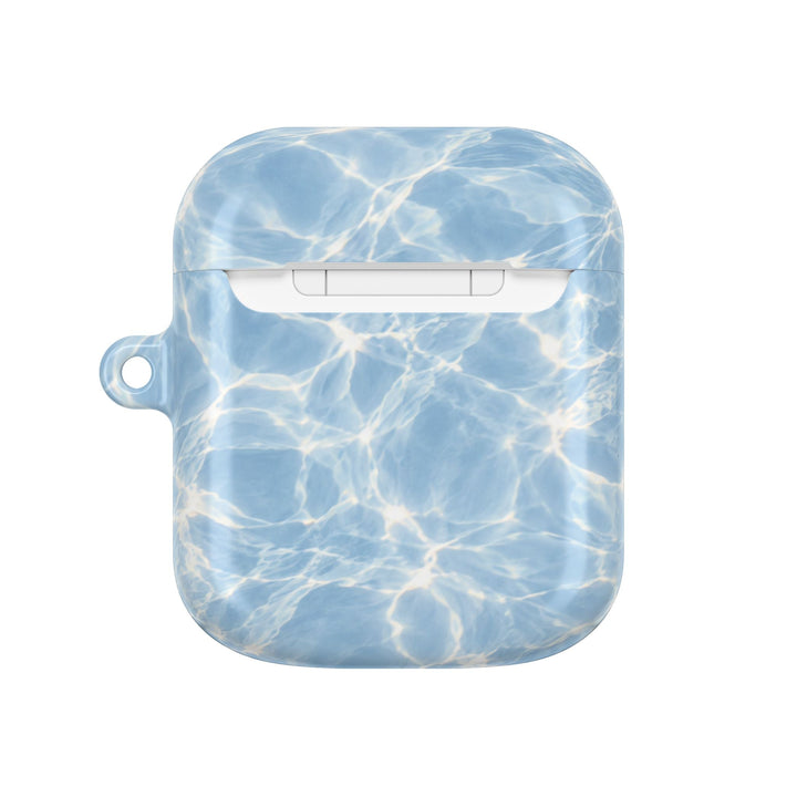Sunday Theory glossy blue water ripple pattern polycarbonate protective case for AirPods with side attachment loop