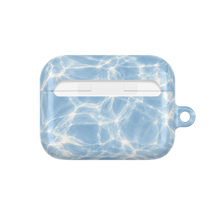 Sunday Theory glossy blue water ripple print polycarbonate protective case for AirPods with side carabiner loop