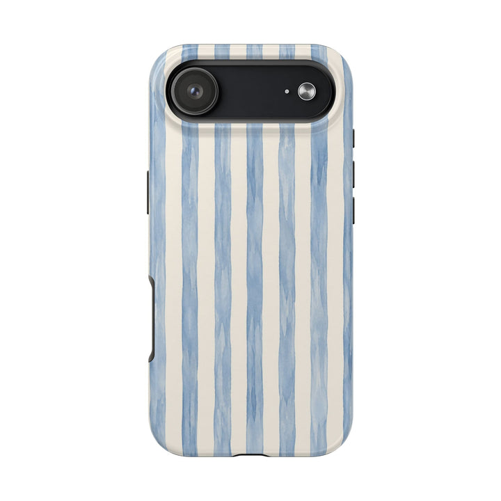 Blue Watercolor Stripe Tough Phone Case — Protective iPhone Cover