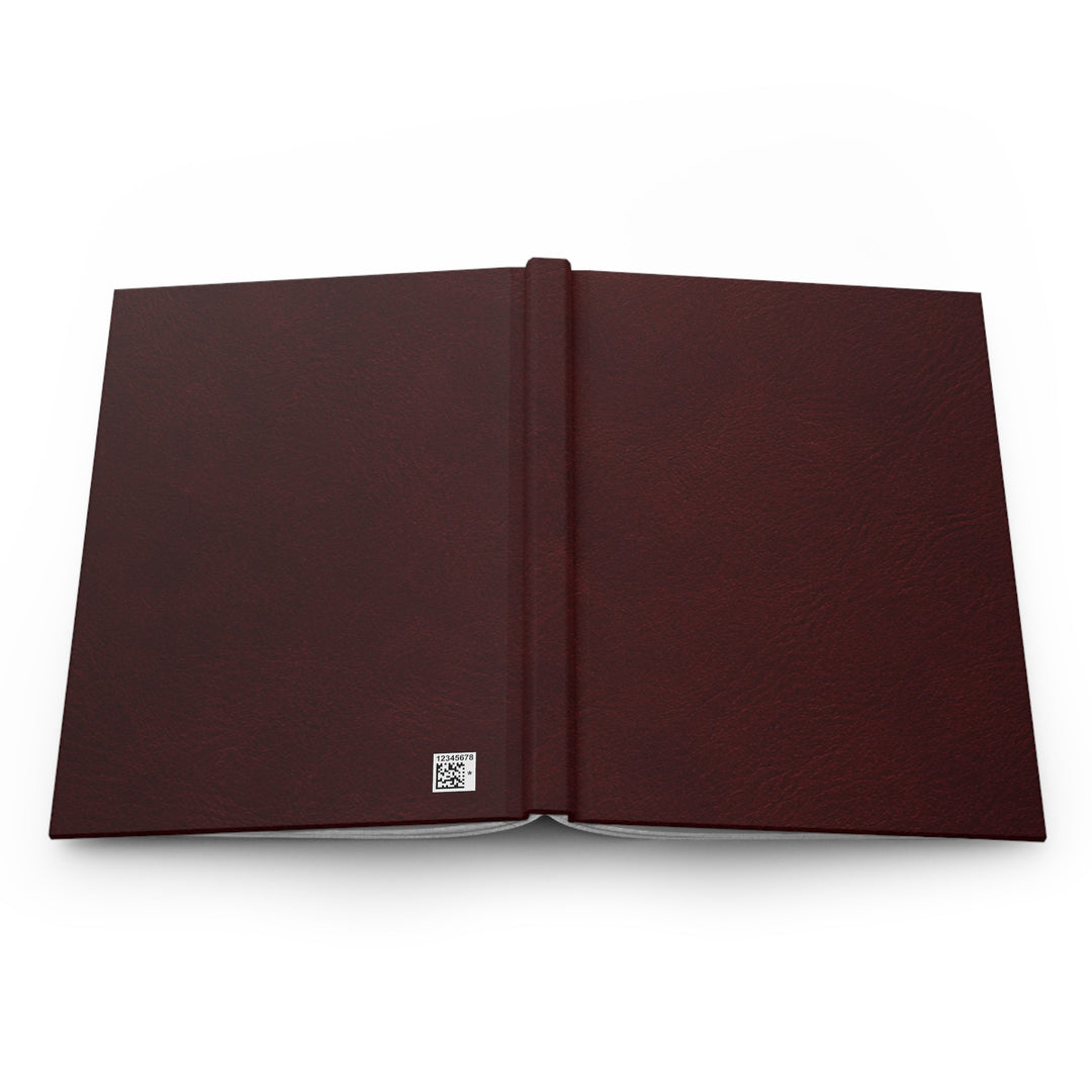 Sunday Theory burgundy matte hardcover journal with a clean back cover and small production barcode