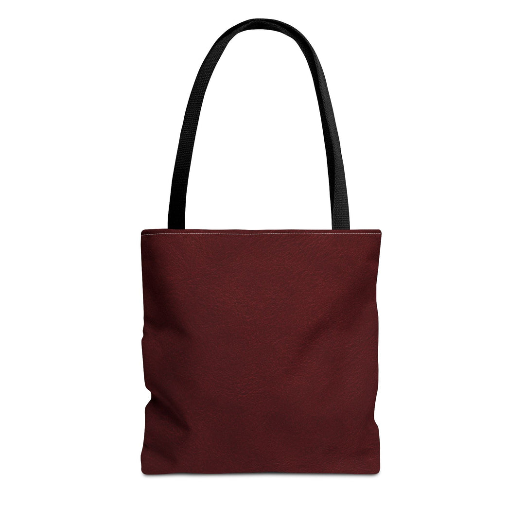 Sunday Theory burgundy polyester everyday tote bag with black cotton handles and reinforced stitching