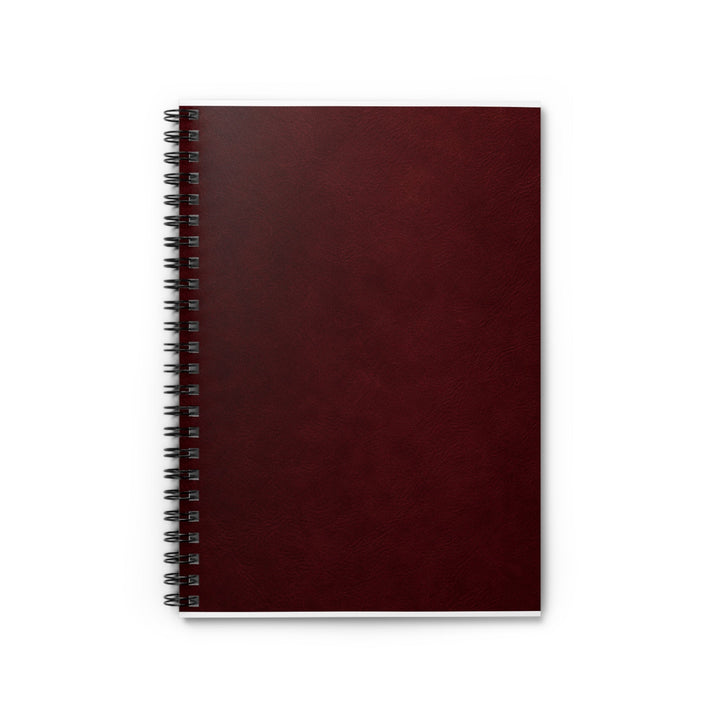 Sunday Theory burgundy spiral notebook with a textured cover and metal binding for notes and daily planning