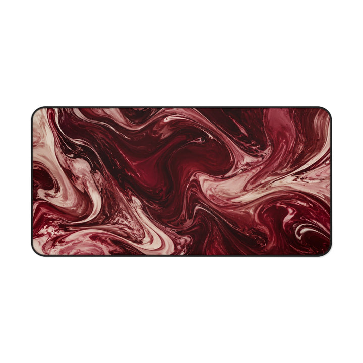 Sunday Theory maroon marble desk mat with deep burgundy and cream swirl patterns for a stylish workspace