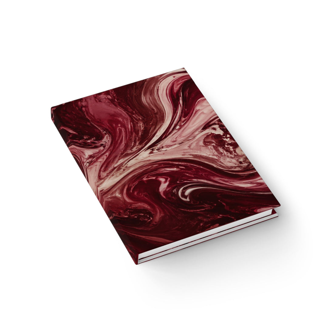 Sunday Theory maroon marble ruled journal with a matte finish and abstract swirled burgundy and cream cover design.