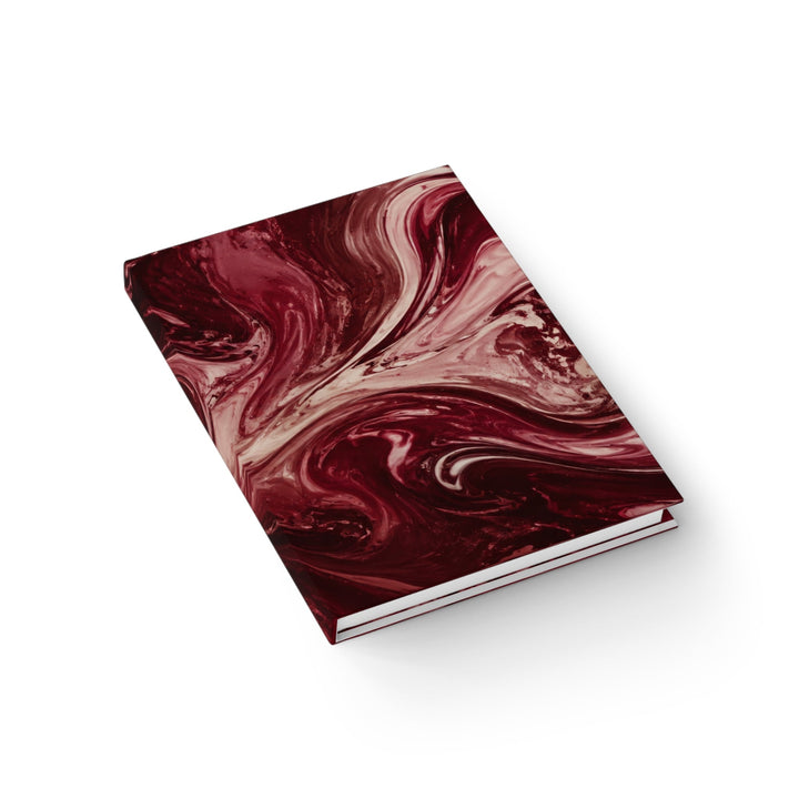 Sunday Theory maroon marble ruled journal with a matte finish and abstract swirled burgundy and cream cover design.