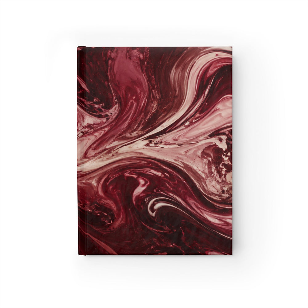 Sunday Theory maroon marble ruled journal with a matte-laminated swirled burgundy and cream abstract cover design.