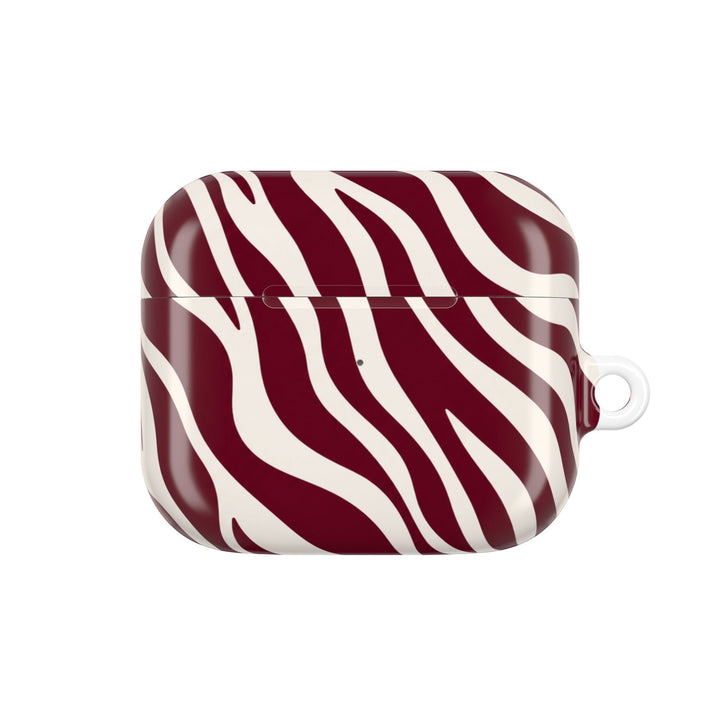 Sunday Theory maroon and cream zebra stripe glossy polycarbonate protective case for AirPods