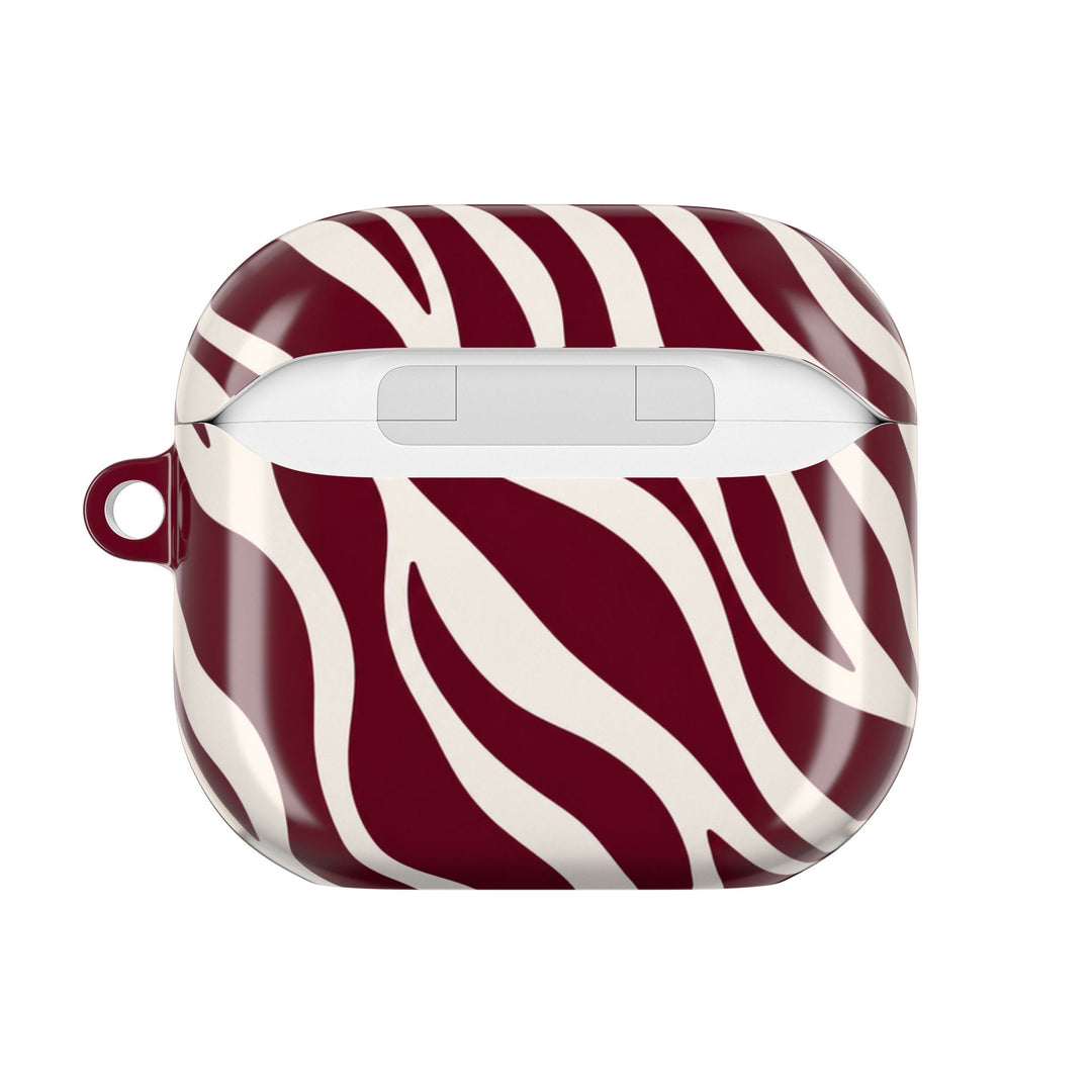 Sunday Theory maroon and cream zebra stripe glossy polycarbonate protective case for AirPods