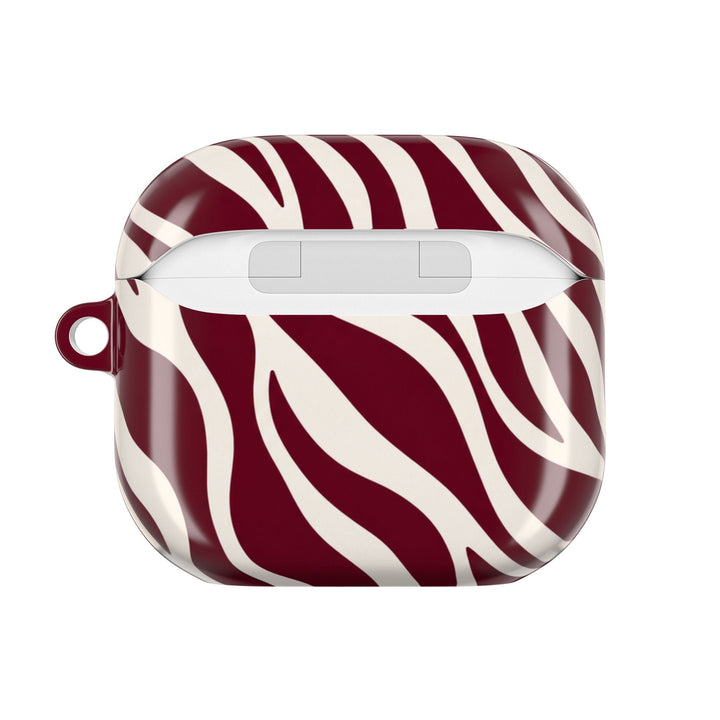 Sunday Theory maroon and cream zebra stripe glossy polycarbonate protective case for AirPods
