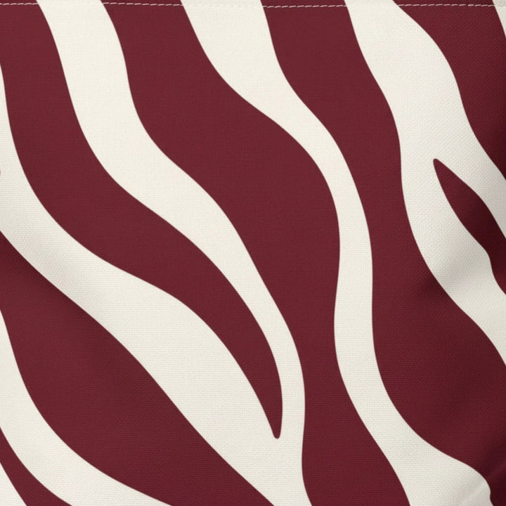 Sunday Theory maroon and cream zebra print fabric pattern close-up from the After Hours collection