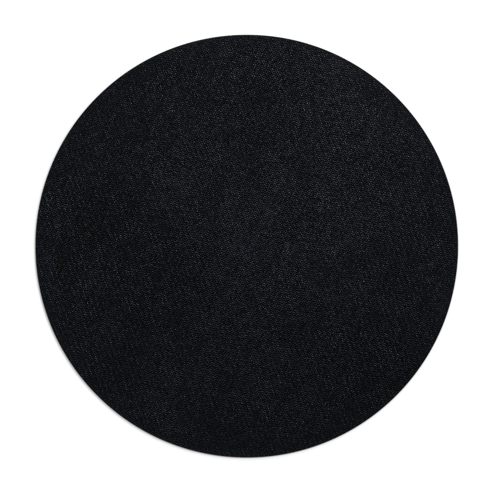Sunday Theory round black neoprene mouse pad with a textured surface and non-slip rubber base for desk support
